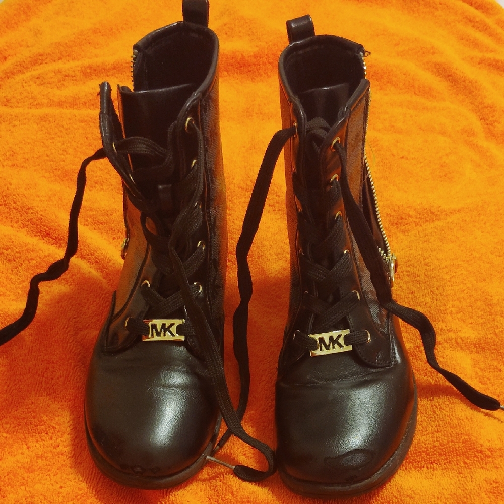 Michael Kors Kids Black Leather Boots